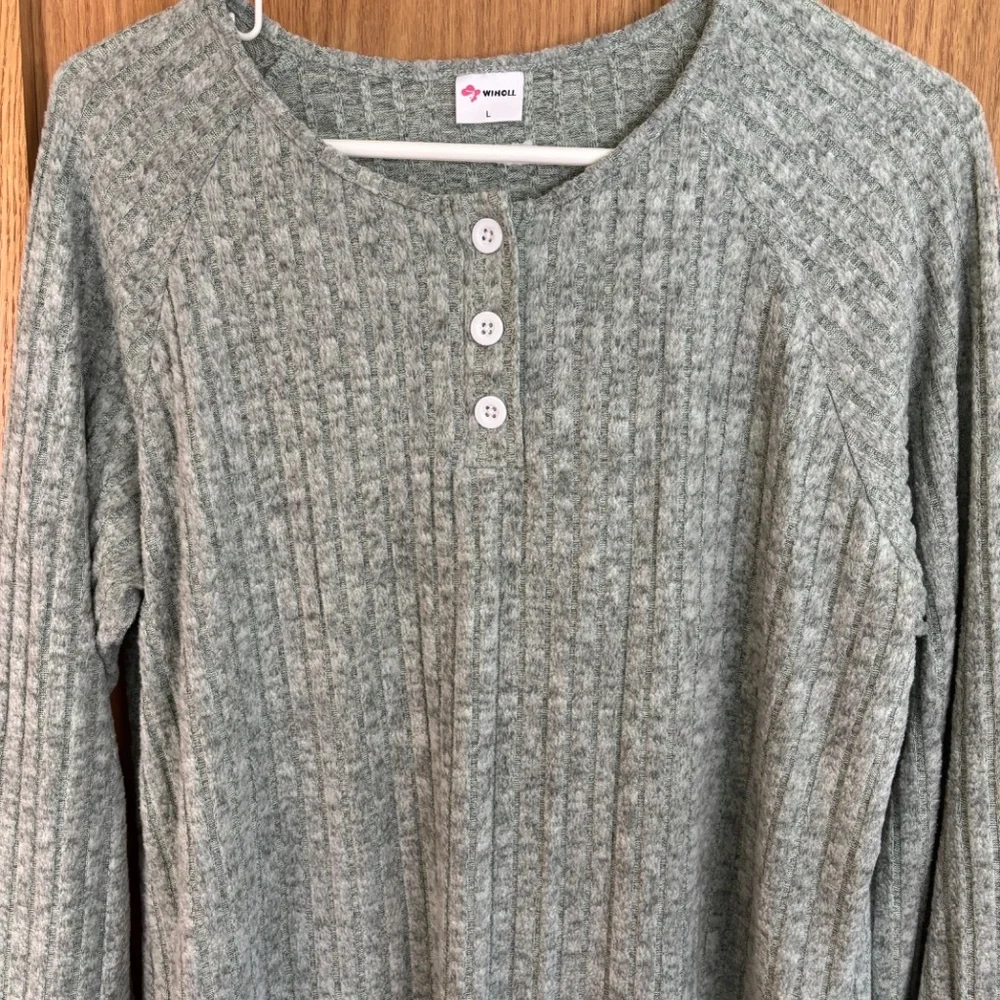 Wiholl Fuzzy Sage Green Pajama Loungewear Set Size Large - Picture 2 of 14